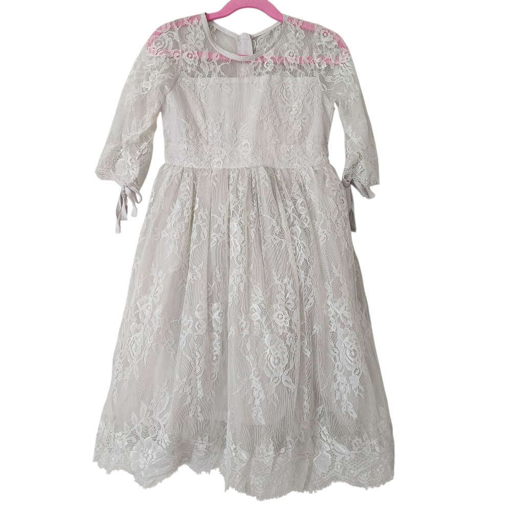 Trish Scully Child lace dress sz 6 Elegant Delicate Flower Girl Wedding